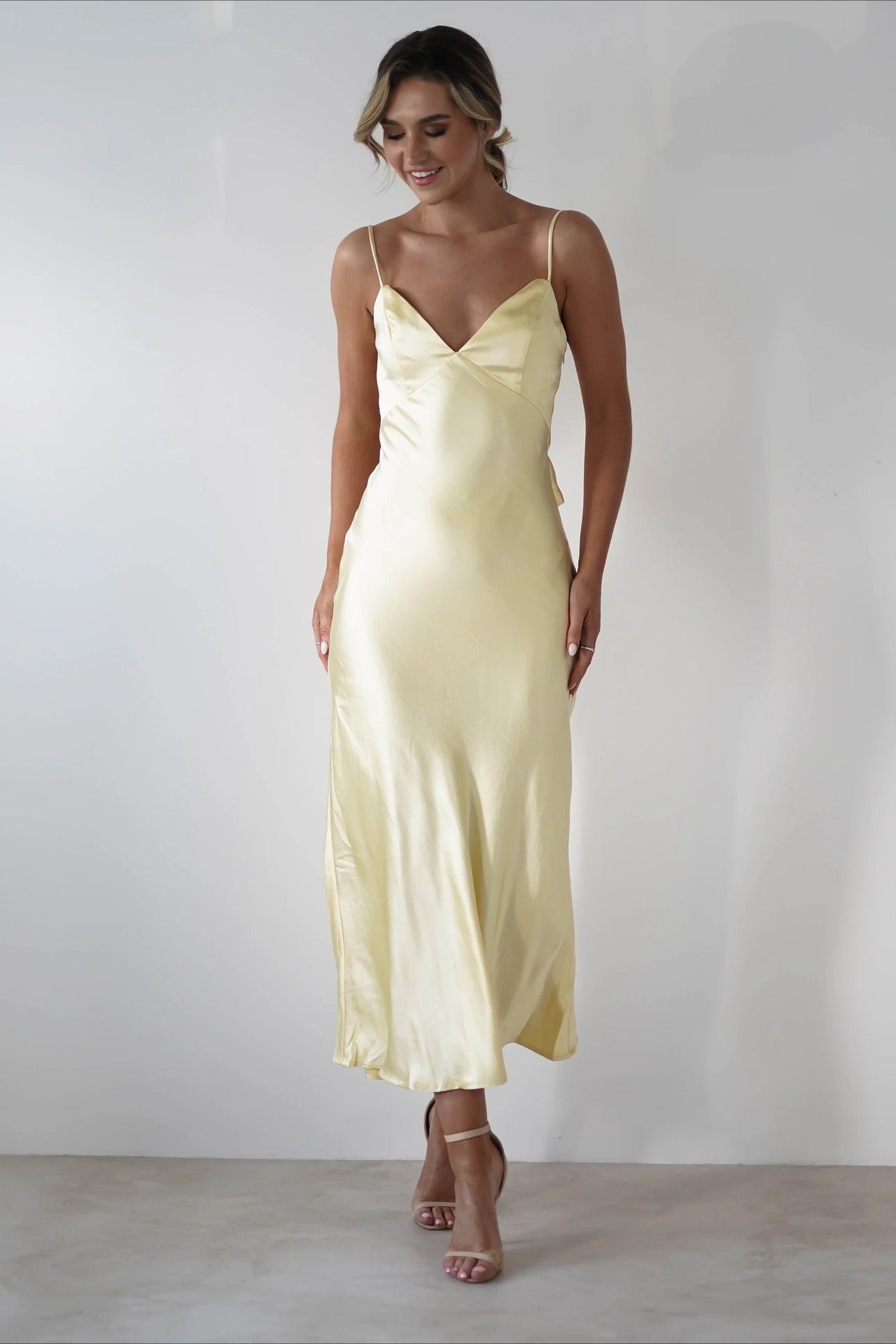 Satin Backless Tie Party Dress image 7