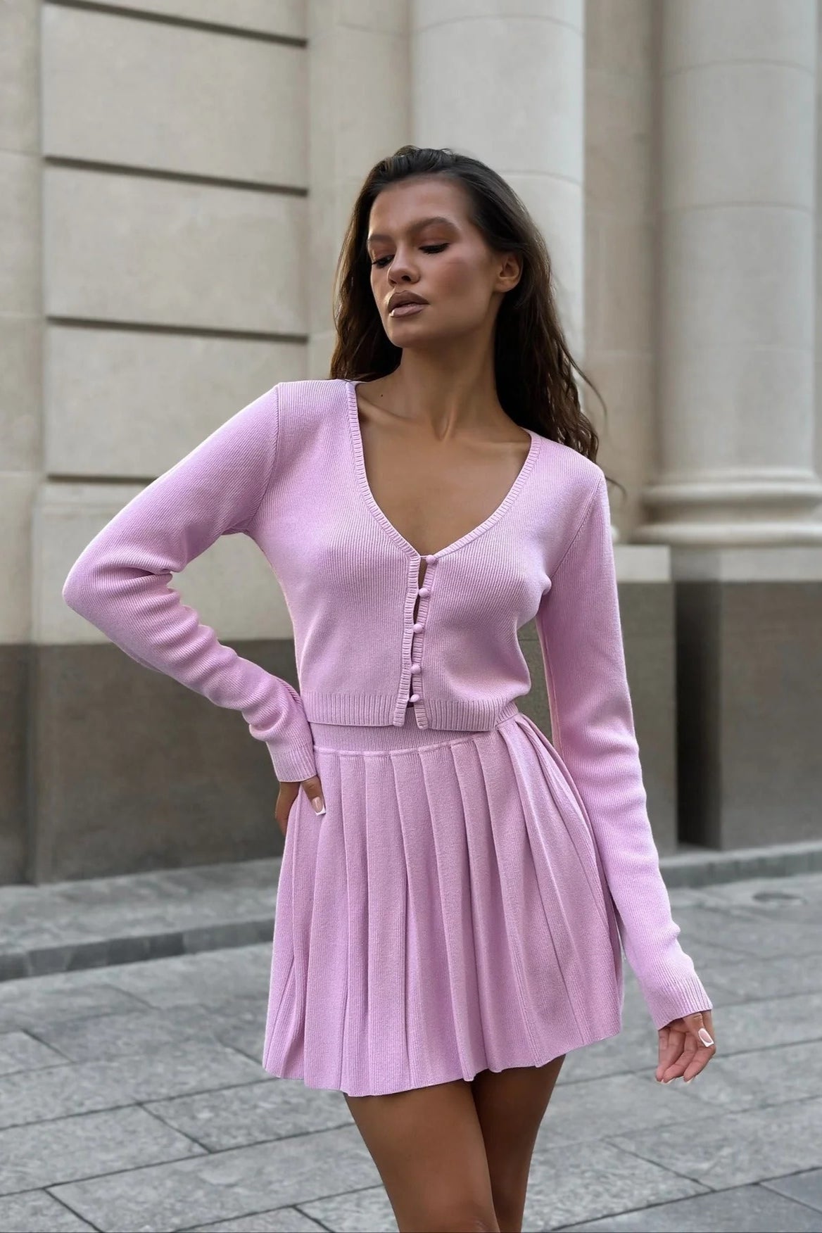 Sexy Knit Crop Top Two Piece Skirt Set image 3