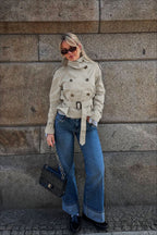 Stand Collar Belted Short Jacket image 5