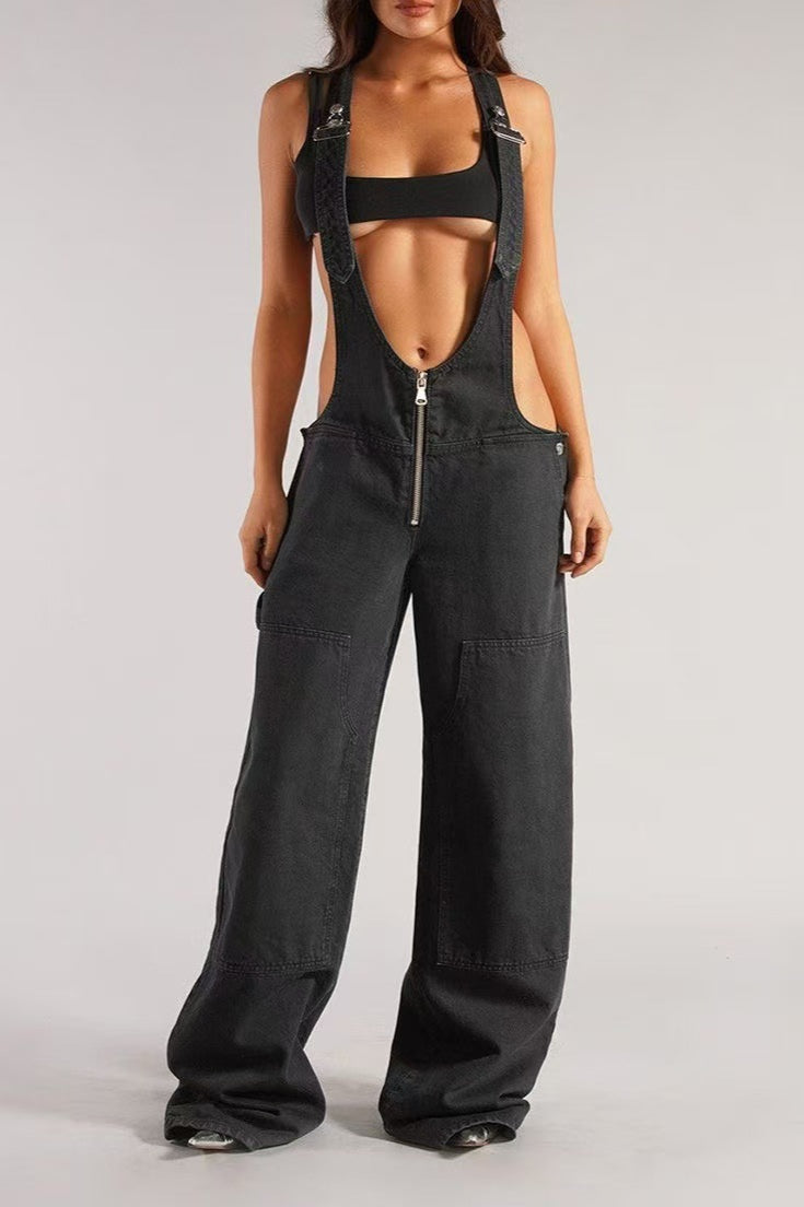 Low Rise Wide Leg Overall Jeans image 10