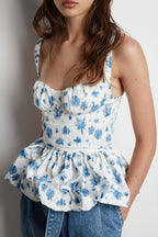 Floral Print Ruched Waist Slim Cami Top image 3