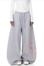 Contrast Print Curved Leg Wide Pants image 5