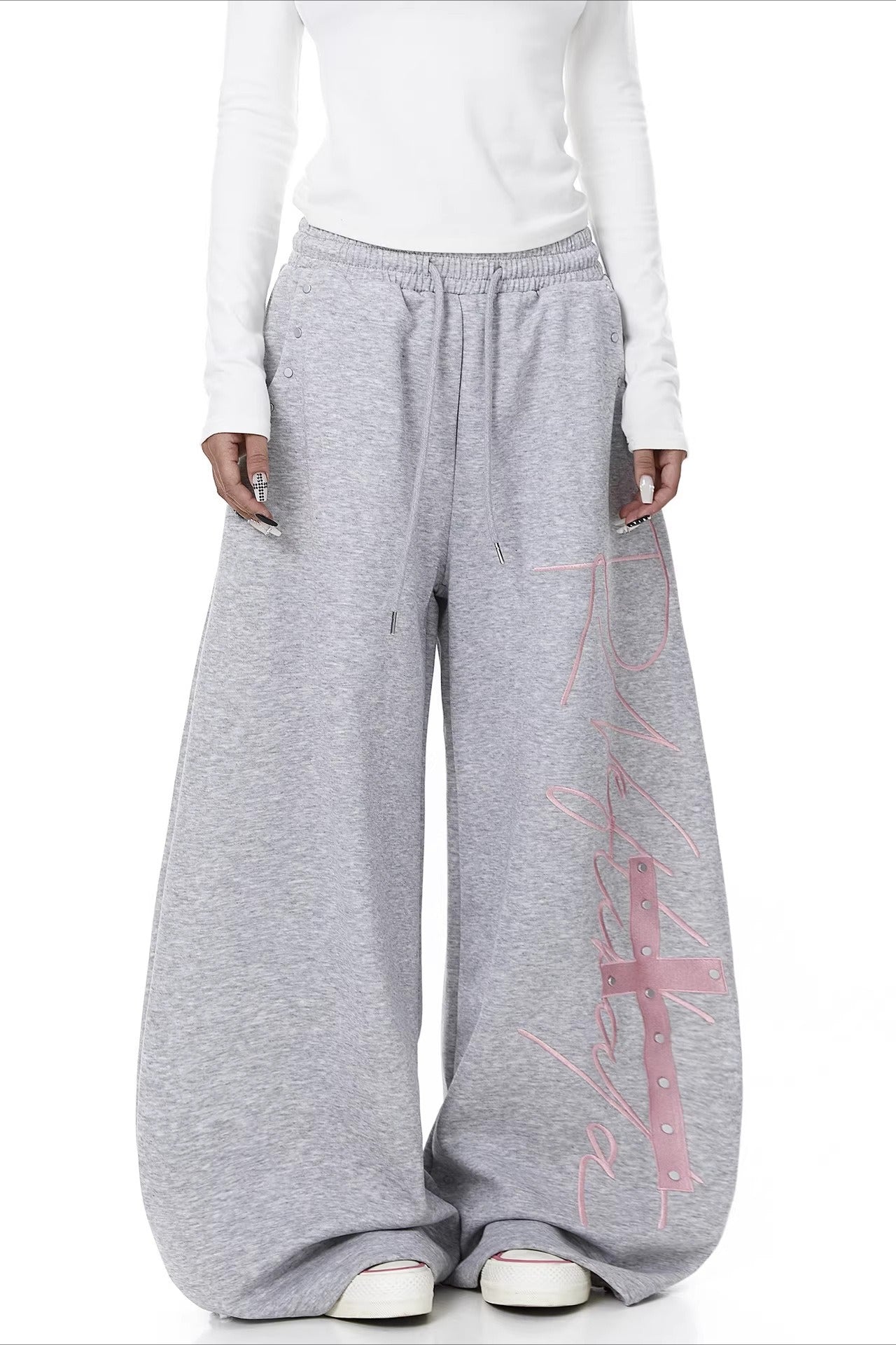 Contrast Print Curved Leg Wide Pants image 5