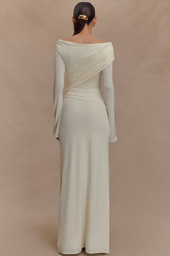 V-Neck Ruched Maxi Boho Dress image 3