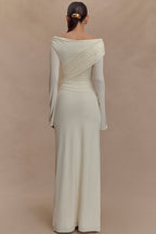 V-Neck Ruched Maxi Boho Dress image 3
