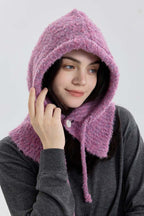 Solid Color Button-Down Balaclava One-Piece Knitted Warm Hat image 5
