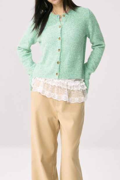 Green Roll Sleeve Cardigan image 8