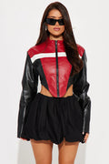 Colorblock Biker Crop Coat image 1