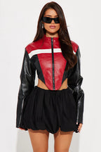 Colorblock Biker Crop Coat image 1