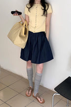 Vintage Blue High Waist A Line Denim Mini Skirt image 4