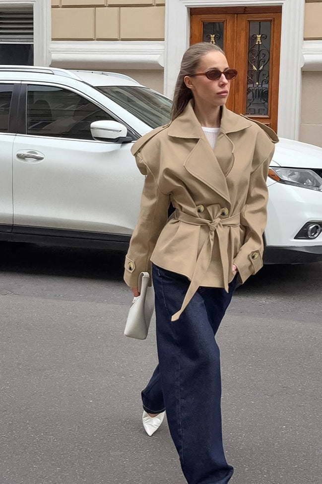 Fashionable Belted Trench Jacket image 4