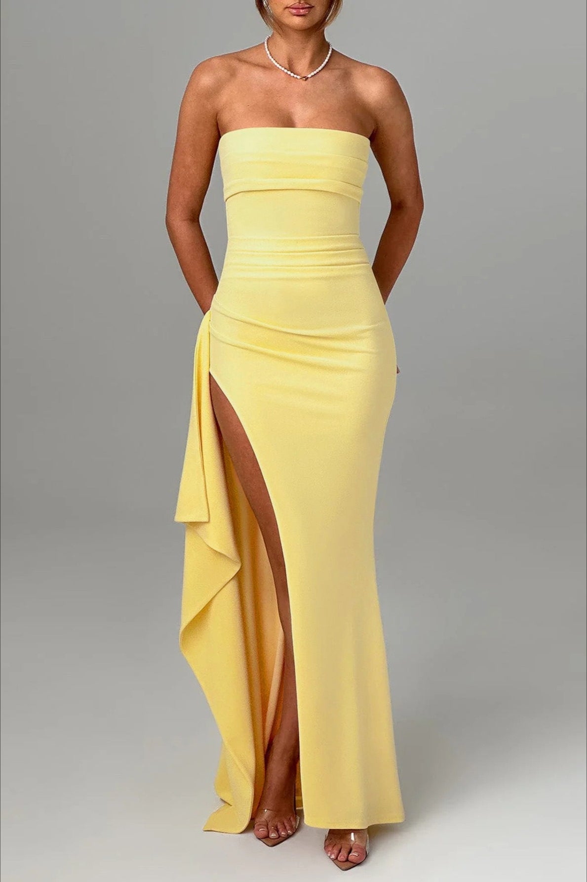 Sexy Strapless Slit Evening Party Dress image 4