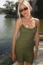 Polka Dot U-Neck Ruffle Cami Mini Dress image 2