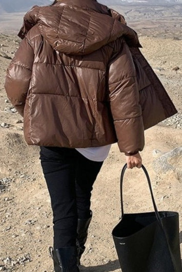 Cropped Plush Lined Oversized Puffer Jacket image 7
