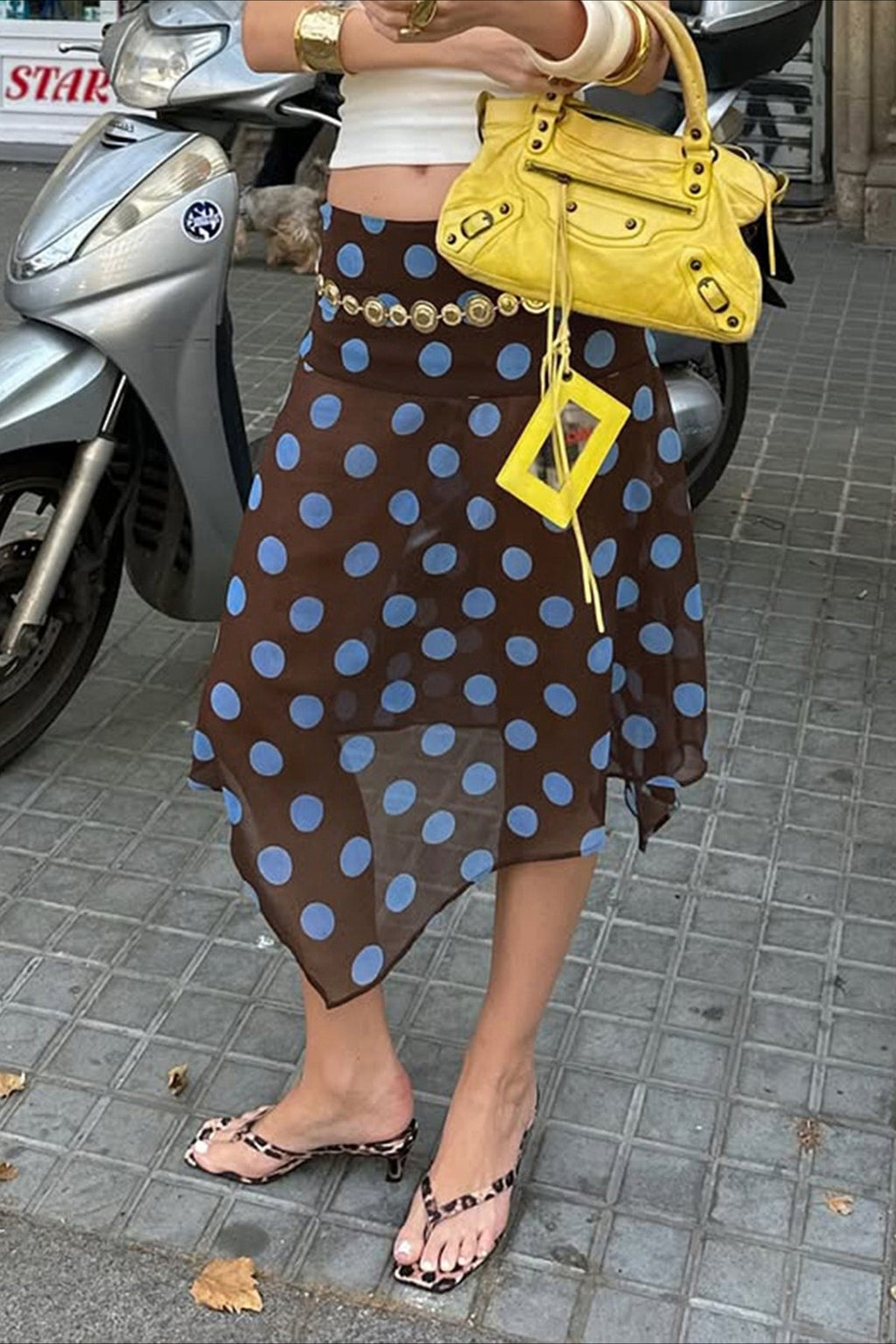 Sheer Polka Dot Ruffled Mesh Skirt image 1