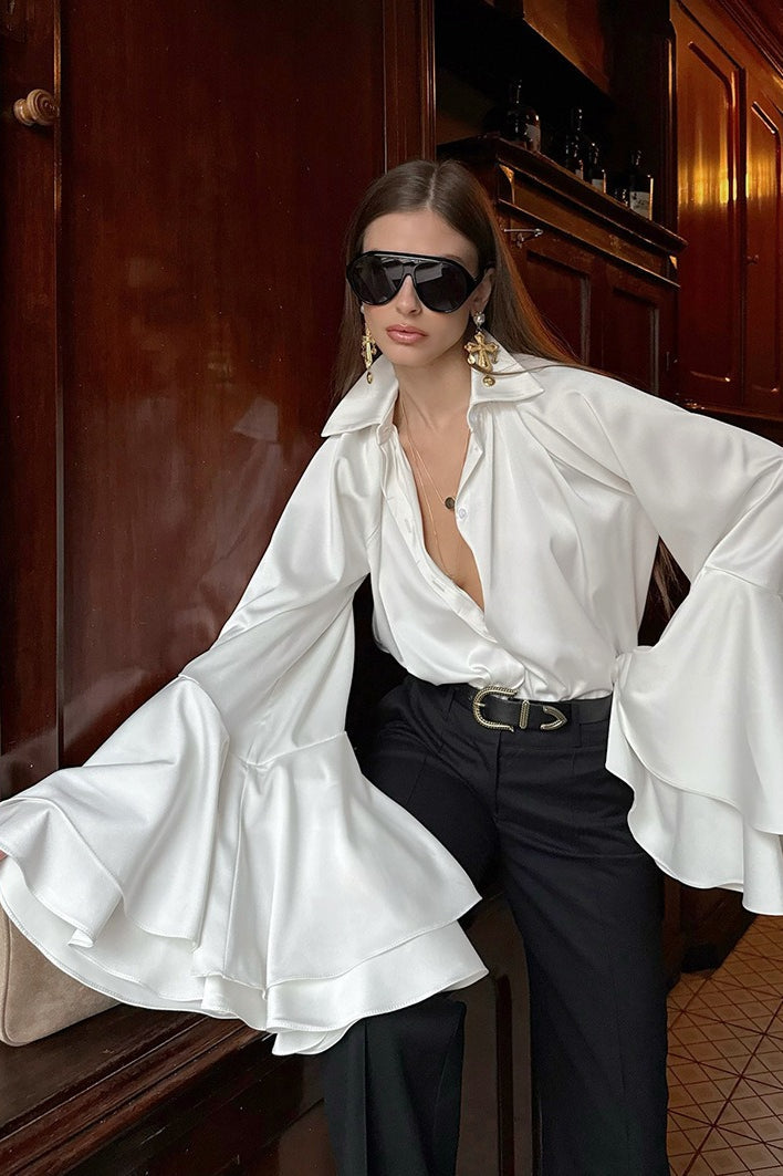 Chic Satin Long Sleeve Elegant Blouse image 5