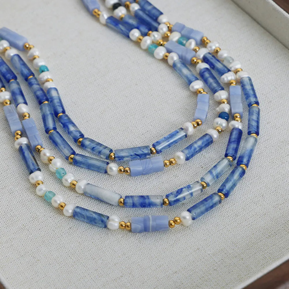Belle Bead Necklace detail view styled for Avrienne
