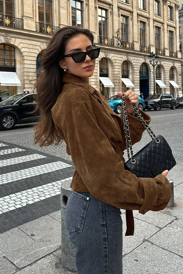 Belted Brown Suede Jacket image 2