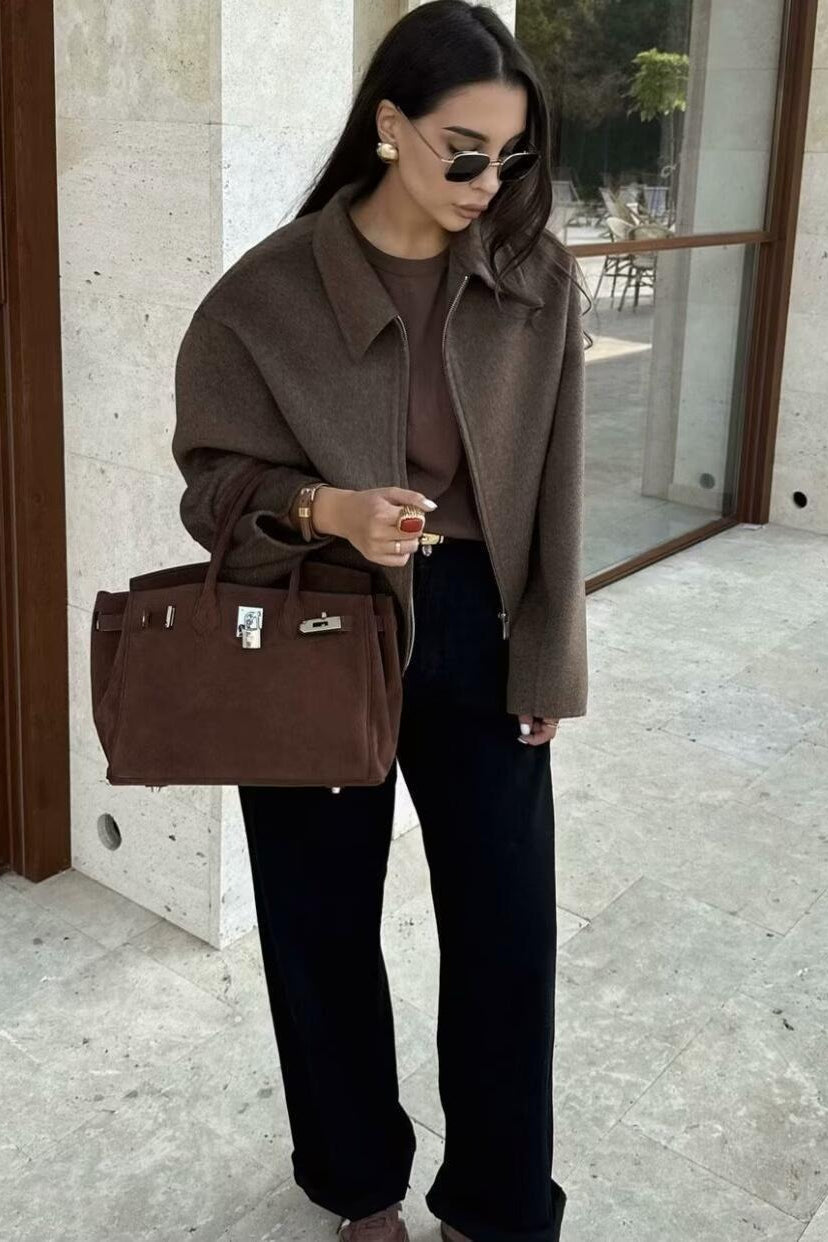 Minimalist Lapel Short Wool Coat image 4