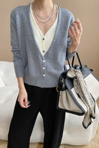 Two-Tone V-Neck Cardigan image 21
