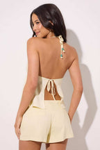 Minimalist Sexy Solid Beaded Halter Top image 9
