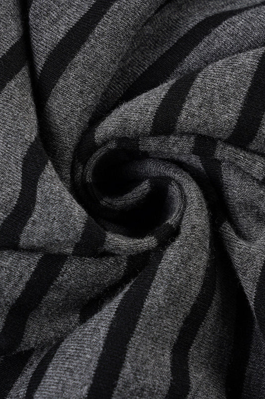 Printed Striped Loose Asymmetric Shoulder Blouse image 5