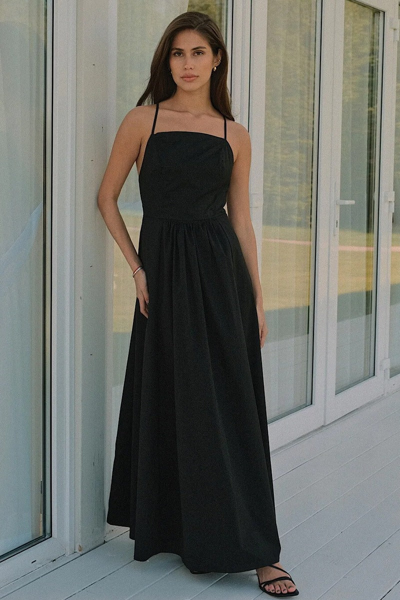 Cotton Sleeveless Backless Tie Maxi Dress image 1