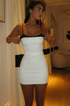 Sexy Lace Trim Cami Solid Bodycon Mini Dress image 2