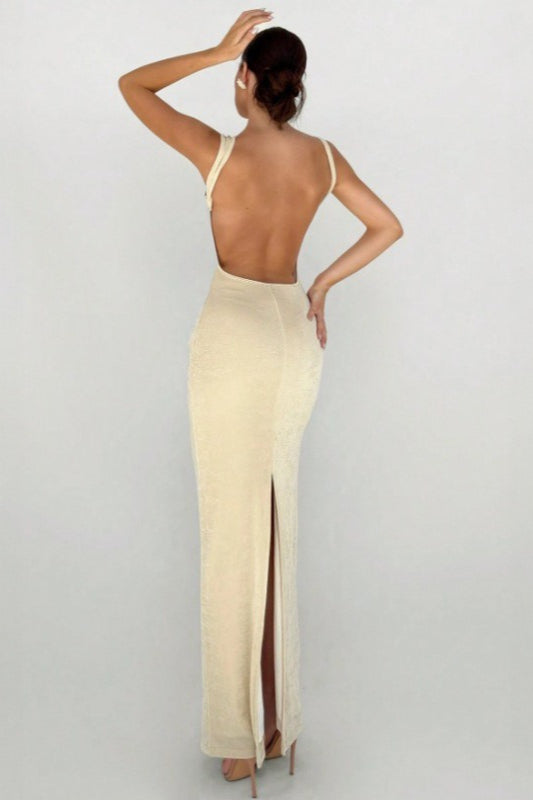 Sleeveless Fitted Backless Split Maxi Dress image 4