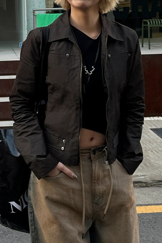 Zip Up Solid Color Utility Jacket image 7