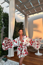 Fresh Floral Print Lantern Sleeve Mini Dress image 3