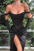 Satin Twist Front Split Party Dress image 7