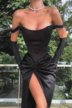 Satin Twist Front Split Party Dress image 7