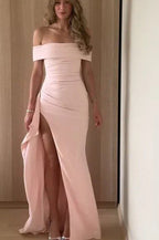 Off-Shoulder Waist Cinching Split Evening Party Dress image 4