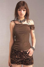 Ruched One Shoulder Knot Tie Asym Cami Top image 1