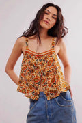 Chic Loose Floral Print Slit Cami Top image 1