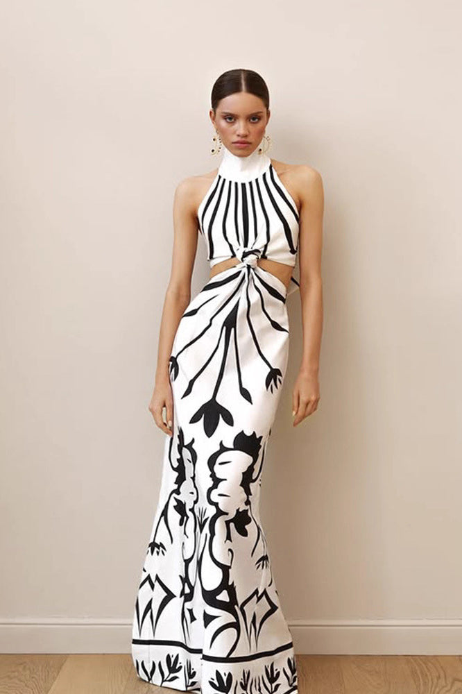 Sleeveless Print Cutout Slim Fit Maxi Dress image 1