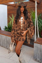 Asymmetrical Cowl Neck Leopard Print Mini Dress image 2
