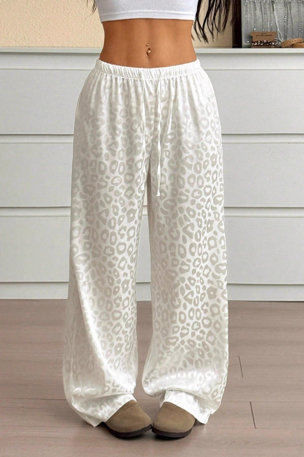 Satin Leopard Jacquard Pants image 2