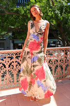Fashion Floral Print V-neck Flowy Maxi Dress image 1