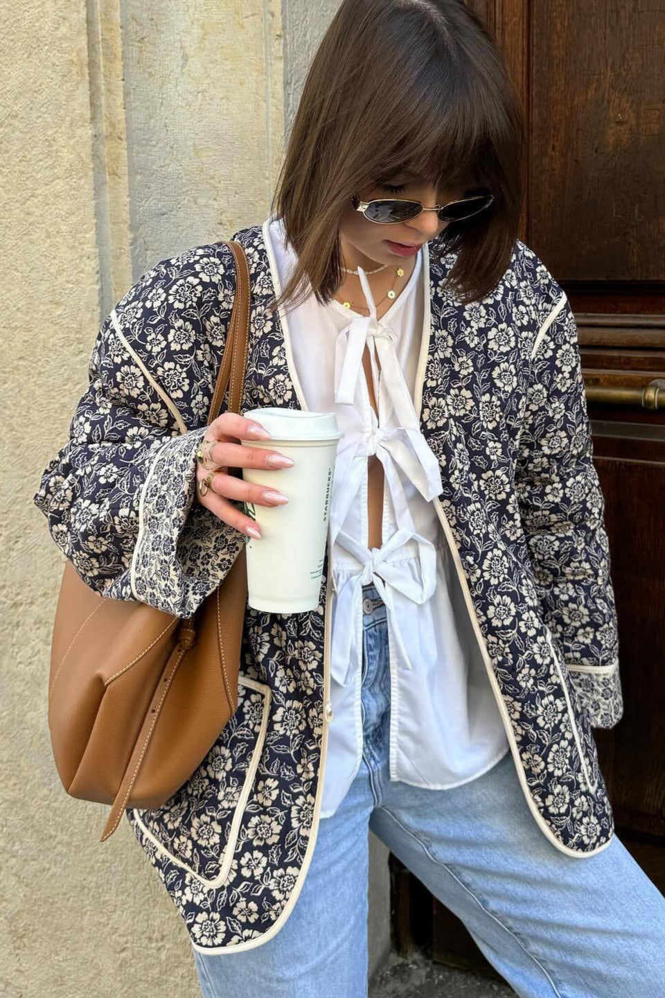 Double Sided Printed Trimmed Padded Coat image 1