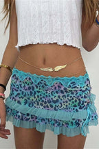 Ruched Lace Color Block Leopard Skirt image 6