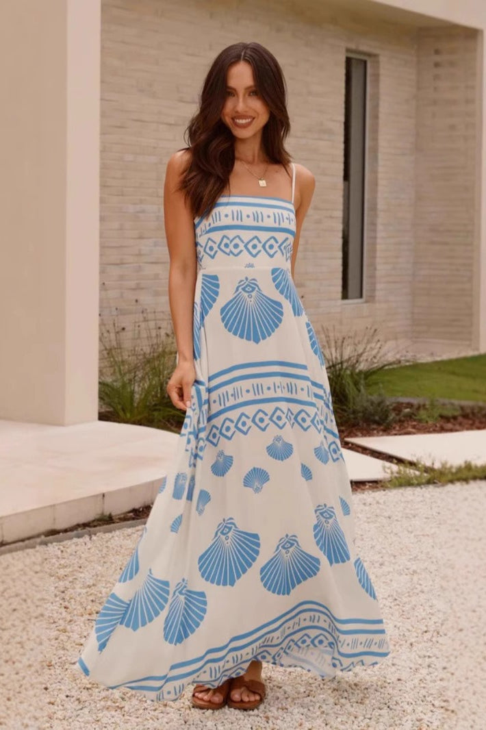 Shell Print High Waist Flowy Cami Maxi Dress image 2