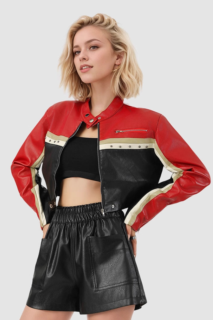 Cropped Moto Faux Leather Coat image 2
