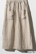 Solid Linen Midi Skirt with Pockets image 5