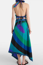 Satin Printed Halter Backless Skirt Set image 8
