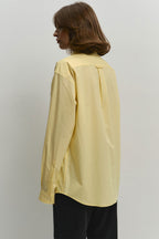 Cotton Yellow Button Down Loose Commuter Blouse image 4