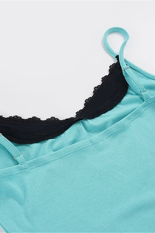Contrast Lace Fake Two Piece Cami Top image 6