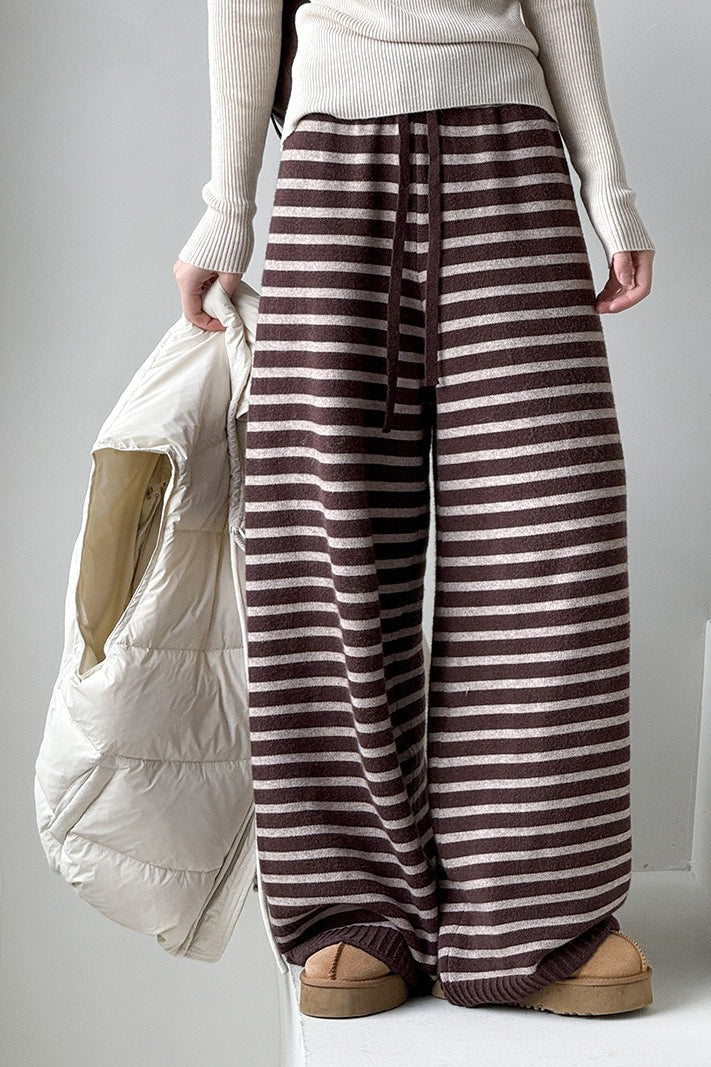 Striped Knit Thickened Casual Pants image 1