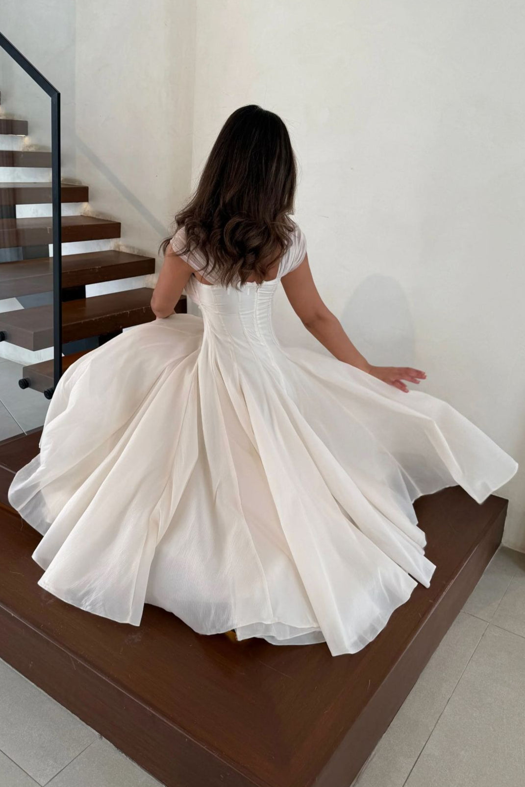 Soft Mesh Waist Flared Prom Dress image 7